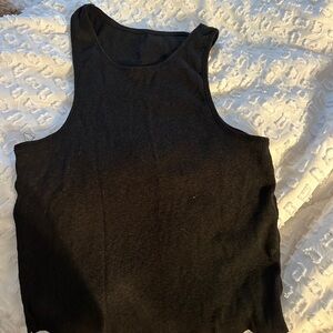 Black ribbed high neck tank